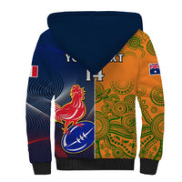 Custom France And Australia Rugby Sherpa Hoodie 2023 World Cup Le Bleus Wallabies Together LT14 - Polynesian Pride