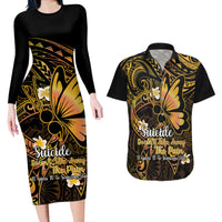 Polynesia Suicide Prevention Awareness Couples Matching Long Sleeve Bodycon Dress and Hawaiian Shirt Your Life Is Worth Living For Polynesian Gold Pattern LT14 Gold - Polynesian Pride