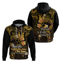 Polynesia Suicide Prevention Awareness Hoodie Your Life Is Worth Living For Polynesian Gold Pattern LT14 - Polynesian Pride