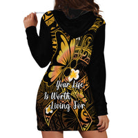 Polynesia Suicide Prevention Awareness Hoodie Dress Your Life Is Worth Living For Polynesian Gold Pattern LT14 - Polynesian Pride