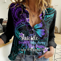 Polynesia Suicide Prevention Awareness Women Casual Shirt Your Life Is Worth Living For Polynesian Purple Pattern LT14 Female Purple - Polynesian Pride
