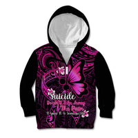 Polynesia Suicide Prevention Awareness Kid Hoodie Your Life Is Worth Living For Polynesian Pink Pattern LT14 Zip Hoodie Pink - Polynesian Pride
