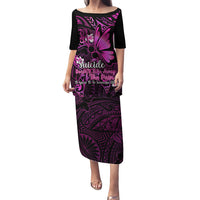 Polynesia Suicide Prevention Awareness Puletasi Your Life Is Worth Living For Polynesian Pink Pattern LT14 Long Dress Pink - Polynesian Pride