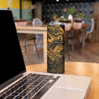 New Zealand Tuatara Skinny Tumbler Aotearoa Maori Clematis Flowers - Gold LT14 - Polynesian Pride