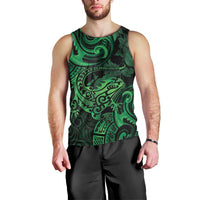 New Zealand Tuatara Men Tank Top Aotearoa Maori Clematis Flowers - Green