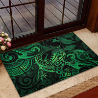 New Zealand Tuatara Rubber Doormat Aotearoa Maori Clematis Flowers - Green