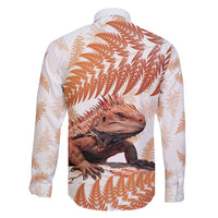 Red New Zealand Tuatara Family Matching Short Sleeve Bodycon Dress and Hawaiian Shirt Aotearoa Sphenodon Punctatus Silver Fern
