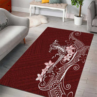 Oxblood Hawaii Area Rug Hammerhead Shark Tattoo Curve Polynesian - Polynesian Pride