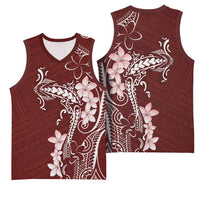 Oxblood Hawaii Basketball Jersey Hammerhead Shark Tattoo Curve Polynesian - Polynesian Pride