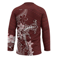 Oxblood Hawaii Hockey Jersey Hammerhead Shark Tattoo Curve Polynesian - Polynesian Pride