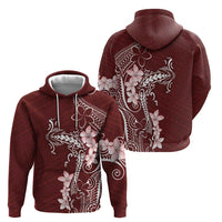 Oxblood Hawaii Hoodie Hammerhead Shark Tattoo Curve Polynesian - Polynesian Pride