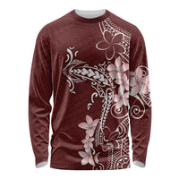 Oxblood Hawaii Long Sleeve Shirt Hammerhead Shark Tattoo Curve Polynesian - Polynesian Pride
