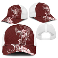 Oxblood Hawaii Mesh Trucker Cap Hammerhead Shark Tattoo Curve Polynesian LT14 - Polynesian Pride