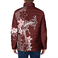 Oxblood Hawaii Padded Jacket Hammerhead Shark Tattoo Curve Polynesian - Polynesian Pride