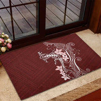 Oxblood Hawaii Rubber Doormat Hammerhead Shark Tattoo Curve Polynesian - Polynesian Pride