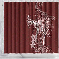 Oxblood Hawaii Shower Curtain Hammerhead Shark Tattoo Curve Polynesian - Polynesian Pride