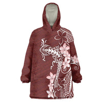 Oxblood Hawaii Wearable Blanket Hoodie Hammerhead Shark Tattoo Curve Polynesian - Polynesian Pride