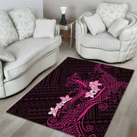 Pink Hawaii Area Rug Hammerhead Shark Tattoo Curve Polynesian - Polynesian Pride
