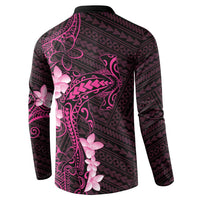 Pink Hawaii Button Sweatshirt Hammerhead Shark Tattoo Curve Polynesian - Polynesian Pride