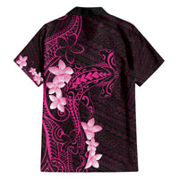 Pink Hawaii Family Matching Off The Shoulder Long Sleeve Dress and Hawaiian Shirt Hammerhead Shark Tattoo Curve Polynesian - Polynesian Pride