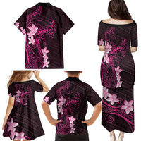Pink Hawaii Family Matching Puletasi and Hawaiian Shirt Hammerhead Shark Tattoo Curve Polynesian - Polynesian Pride