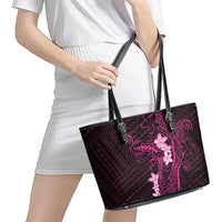 Pink Hawaii Leather Tote Bag Hammerhead Shark Tattoo Curve Polynesian - Polynesian Pride