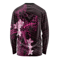 Pink Hawaii Long Sleeve Shirt Hammerhead Shark Tattoo Curve Polynesian - Polynesian Pride