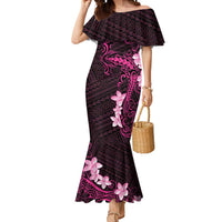 Pink Hawaii Mermaid Dress Hammerhead Shark Tattoo Curve Polynesian - Polynesian Pride