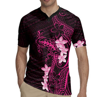 Pink Hawaii Rugby Jersey Hammerhead Shark Tattoo Curve Polynesian - Polynesian Pride