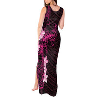 Pink Hawaii Tank Maxi Dress Hammerhead Shark Tattoo Curve Polynesian - Polynesian Pride
