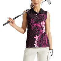 Pink Hawaii Women Sleeveless Polo Shirt Hammerhead Shark Tattoo Curve Polynesian - Polynesian Pride