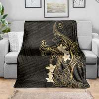 Black and Gold Hawaii Blanket Hammerhead Shark Tattoo Curve Polynesian - Polynesian Pride