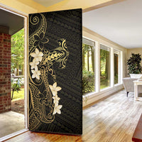 Black and Gold Hawaii Door Cover Hammerhead Shark Tattoo Curve Polynesian - Polynesian Pride
