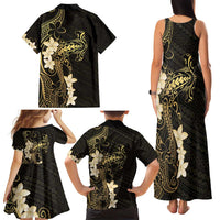 Black and Gold Hawaii Family Matching Tank Maxi Dress and Hawaiian Shirt Hammerhead Shark Tattoo Curve Polynesian - Polynesian Pride