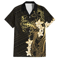 Black and Gold Hawaii Hawaiian Shirt Hammerhead Shark Tattoo Curve Polynesian - Polynesian Pride