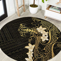 Black and Gold Hawaii Round Carpet Hammerhead Shark Tattoo Curve Polynesian - Polynesian Pride
