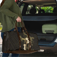 Black and Gold Hawaii Travel Bag Hammerhead Shark Tattoo Curve Polynesian - Polynesian Pride