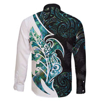 Proud Aotearoa Family Matching Mermaid Dress and Hawaiian Shirt Maori Silver Fern Mix Paua Shell Pattern LT14 - Polynesian Pride