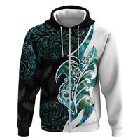 Proud Aotearoa Zip Hoodie Maori Silver Fern Mix Paua Shell Pattern LT14 Zip Hoodie Black - Polynesian Pride