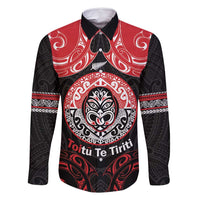 Aotearoa Toitu Te Tiriti Family Matching Mermaid Dress and Hawaiian Shirt Haka Tiki Honour The Treaty LT14 Dad's Shirt - Long Sleeve Black - Polynesian Pride