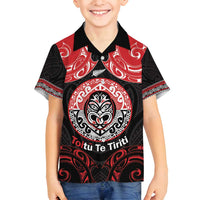 Aotearoa Toitu Te Tiriti Family Matching Tank Maxi Dress and Hawaiian Shirt Haka Tiki Honour The Treaty LT14 Son's Shirt Black - Polynesian Pride