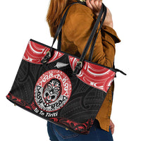 Aotearoa Toitu Te Tiriti Leather Tote Bag Haka Tiki Honour The Treaty