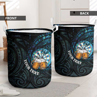 Personalized New Zealand Darts Beer Laundry Basket Paua Shell Aotearoa Maori Tattoo LT14 - Polynesian Pride