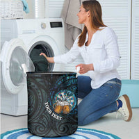 Personalized New Zealand Darts Beer Laundry Basket Paua Shell Aotearoa Maori Tattoo LT14 - Polynesian Pride