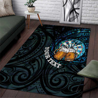 Personalized New Zealand Darts Beer Area Rug Paua Shell Aotearoa Maori Tattoo - Polynesian Pride