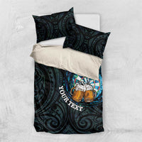 Personalized New Zealand Darts Beer Bedding Set Paua Shell Aotearoa Maori Tattoo - Polynesian Pride