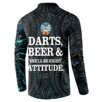 Personalized New Zealand Darts Beer Button Sweatshirt Paua Shell Aotearoa Maori Tattoo - Polynesian Pride