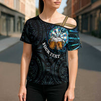 Personalized New Zealand Darts Beer Cross Shoulder Shirt Paua Shell Aotearoa Maori Tattoo - Polynesian Pride