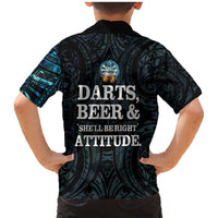 Personalized New Zealand Darts Beer Family Matching Mermaid Dress and Hawaiian Shirt Paua Shell Aotearoa Maori Tattoo - Polynesian Pride