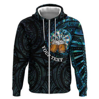 Personalized New Zealand Darts Beer Hoodie Paua Shell Aotearoa Maori Tattoo - Polynesian Pride